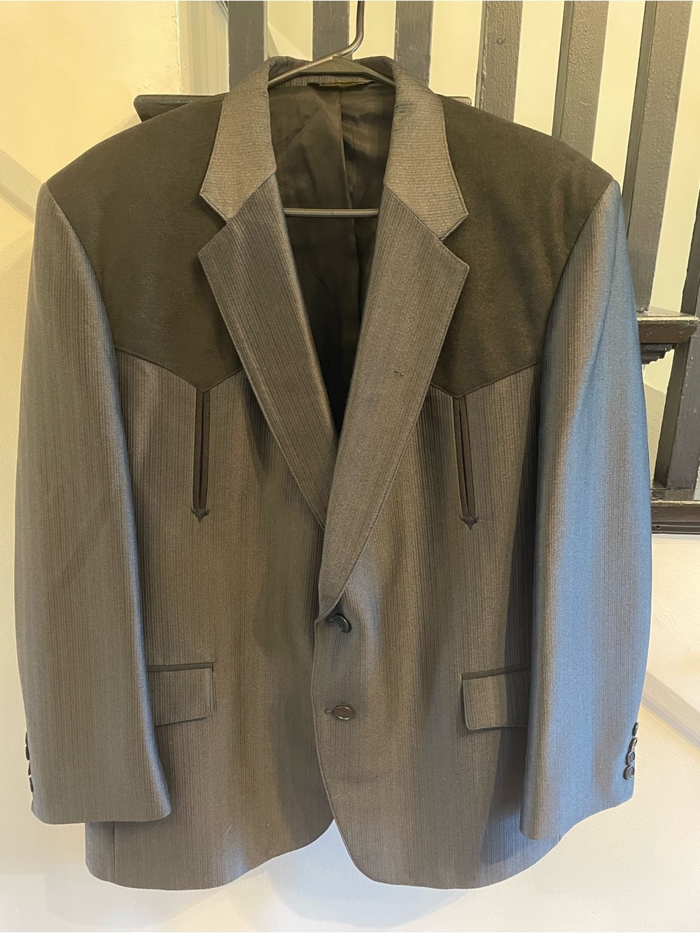 VTG 70s Larry Mahan Black Suede Western Blazer Sport Coat Cowboy Goth 48R